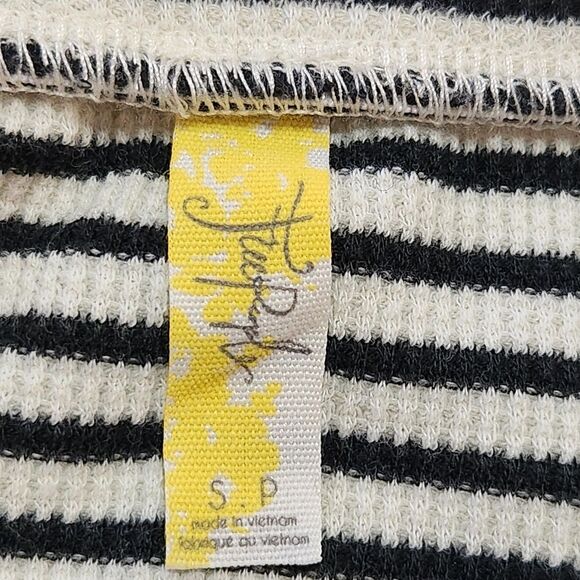 Free People All Tied Up Skirt Cream Black Stripes Pockets Women's Size Small - Picture 9 of 13